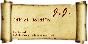 Jóri Jolán névjegykártya